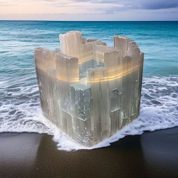 Large Selenite Candle Holder Tealight Votive Mineral Crystal Witchy Bohemian - Picture 14 of 16